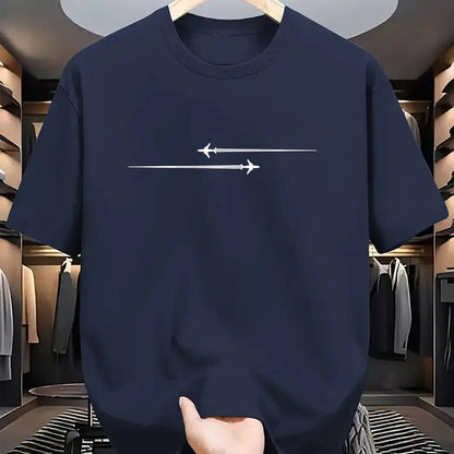 Loose-fit printed cotton blend T-shirt in black on a hanger