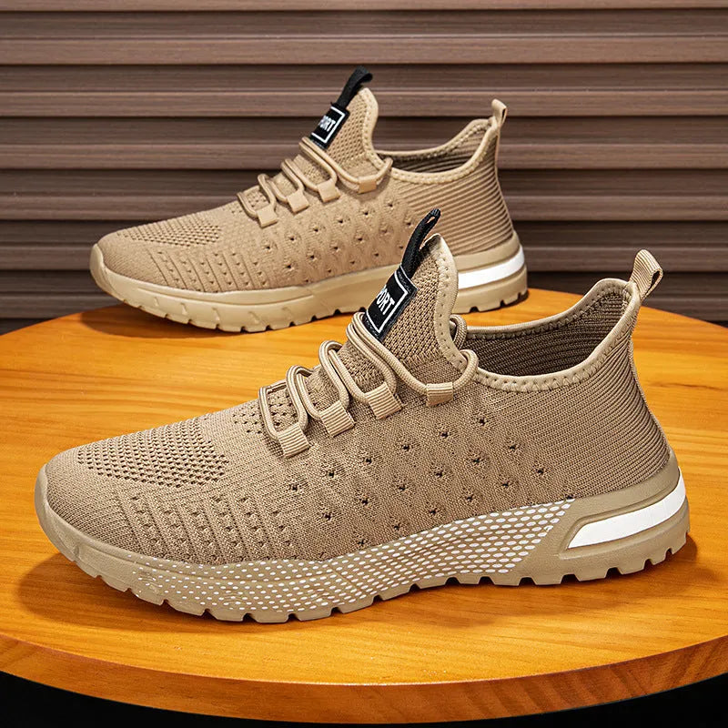 Men's casual shoes with mesh upper in Army Green colour, size 42 displayed on neutral background