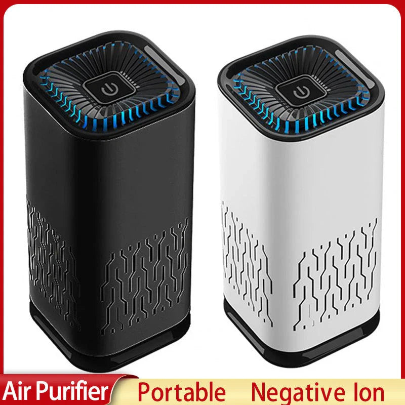 Compact air purifier with advanced negative ion technology, removing dust, pollen, and odors for a fresh, clean indoor environment
