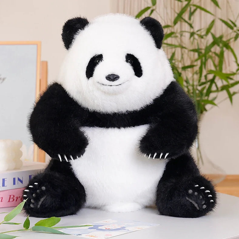 Panda doll plush toy with 35cm sitting height in black-white colour combination