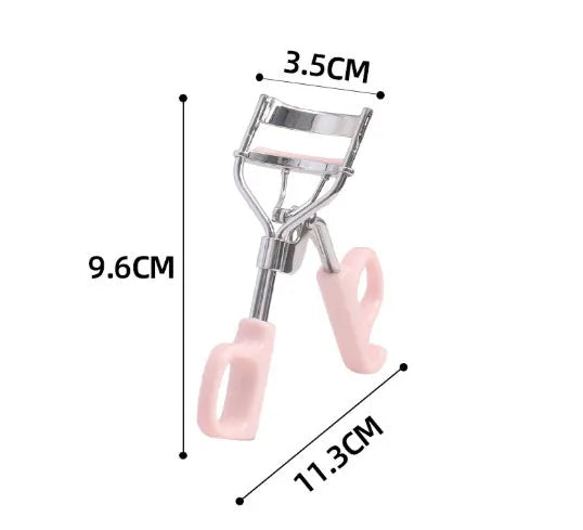Pink eyelash curler with A4 chrome scissors handle design and carbon steel construction