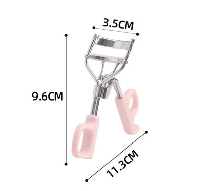 Pink eyelash curler with A4 chrome scissors handle design and carbon steel construction