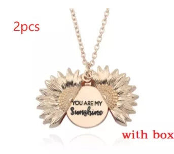Sunflower Double Lettering Necklace in ancient gold, silver, and rose gold with adjustable chain