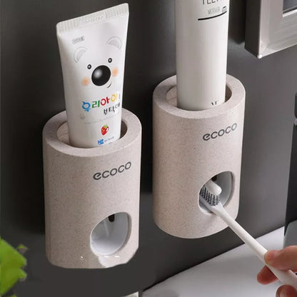EcoCo Single Toothpaste Dispenser 2-Pack in modern design, compact size 15-18cm