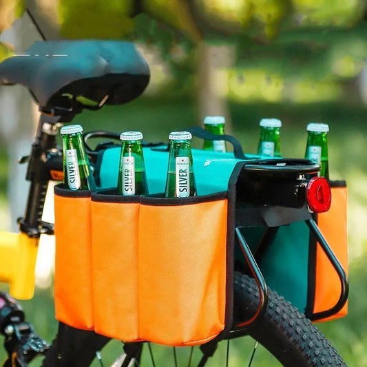 Black and orange bicycle double-sided beverage shelf bag with 2-litre capacity and 600D PVC anti-scratch material