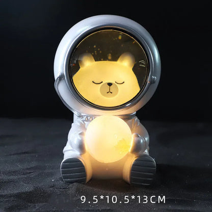 Starry sky animal night light in bear design with LED illumination and resin construction