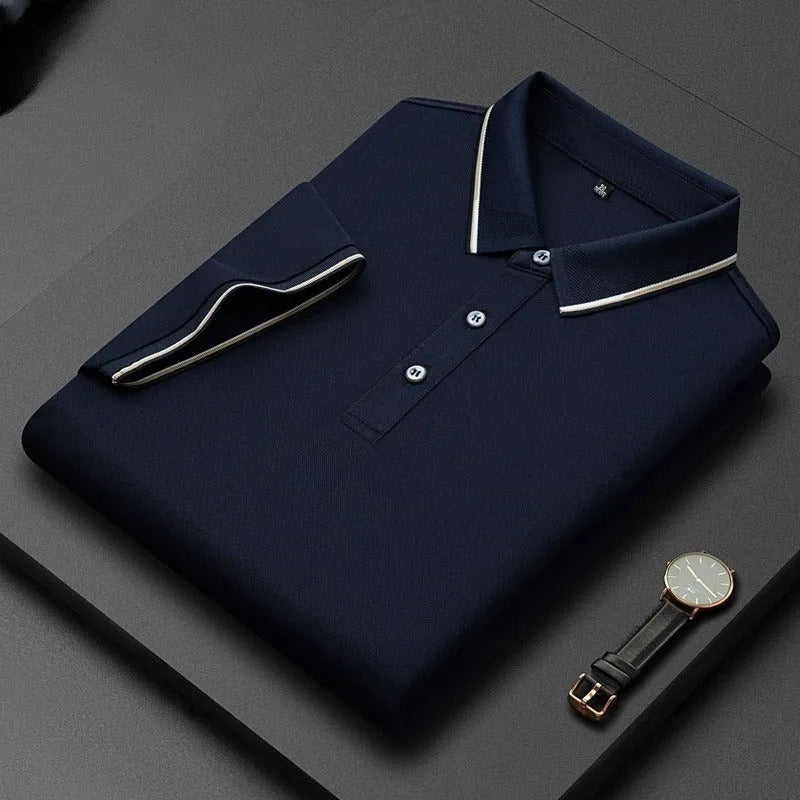 A man's mulberry silk short-sleeved T-shirt in a regular fit, shown in a light colour, highlighting its thin fabric.
