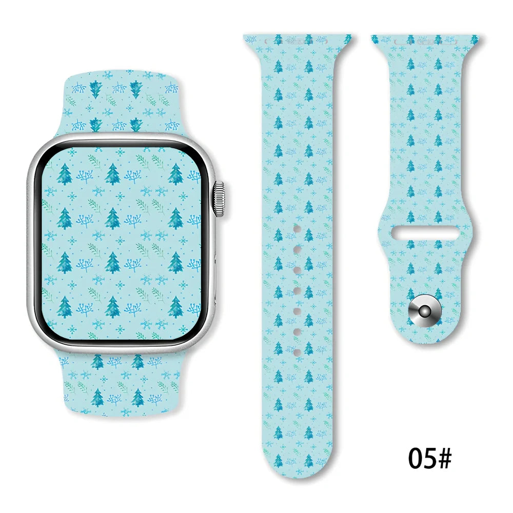 Christmas silicone watch strap in solid colours fitting 38-49mm watches with 30 colour options