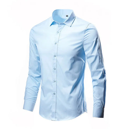 Long-sleeve linen shirt in various colours including black, brown, and navy blue, with loose fit and sizes up to 5XL
