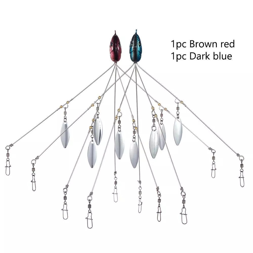 Bassdash Umbrella Fishing Lure with 5 swivels and metal sequins for enhanced fish attraction