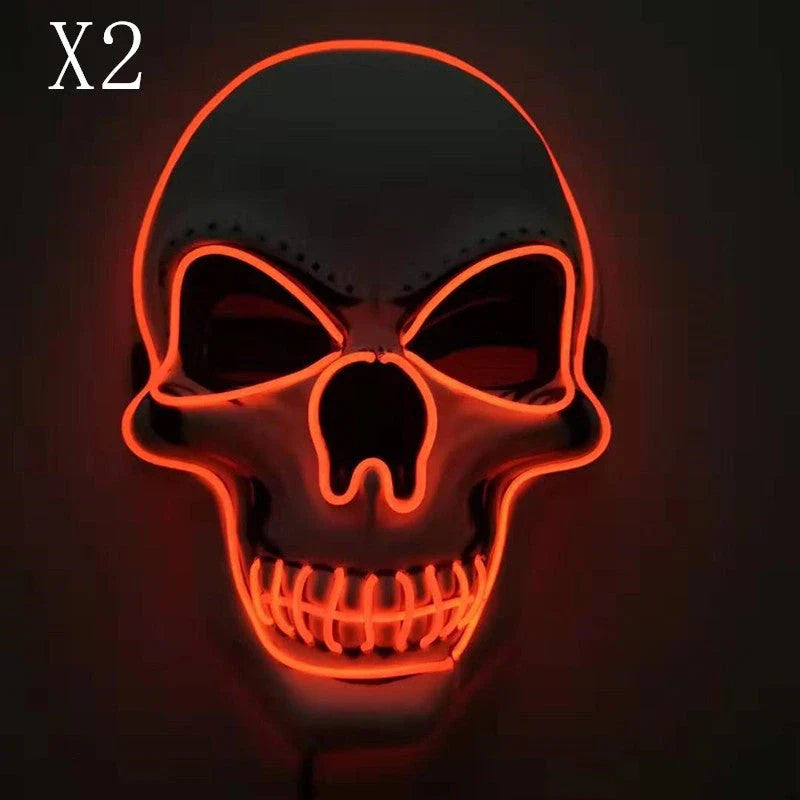 A bone-chilling LED-illuminated skull Halloween mask with adjustable lighting modes for spooky holiday fun