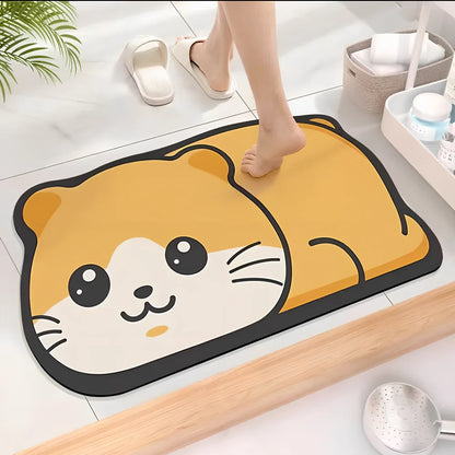 Diatom mud floor mat with irregular shape in multiple sizes for bathroom moisture absorption