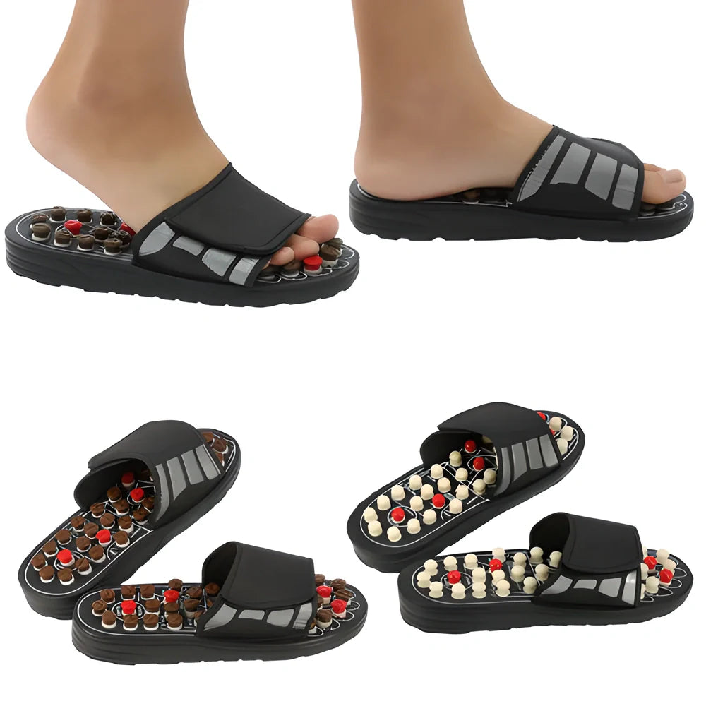 Acupressure Reflexology Massage Slippers with adjustable nodules for targeted foot massage and whole-body benefits