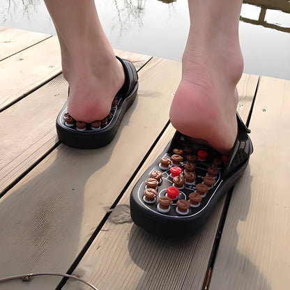 Acupressure Reflexology Massage Slippers with adjustable nodules for targeted foot massage and whole-body benefits