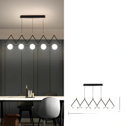 Multi-head LED pendant lamp with glass shades in black or gold, measuring 45-120cm diameter