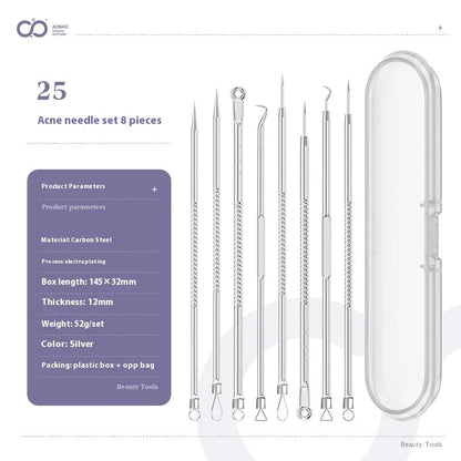 4-piece silver metal acne needle set for blackhead extraction with ultra fine pointed tips