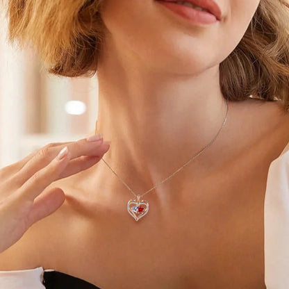 Elegant S925 silver double heart necklace with rhinestone accents, a beautiful and versatile Valentine's Day gift