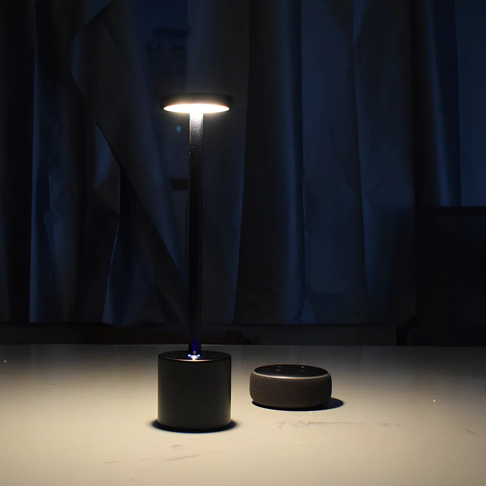 LED rechargeable touch night light in aluminium construction with touch dimming control