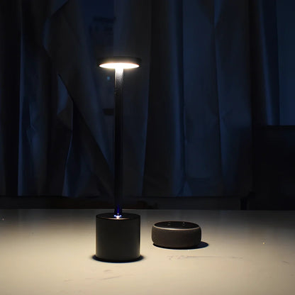 LED rechargeable touch night light in aluminium construction with touch dimming control