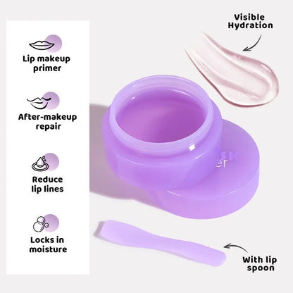 Box containing a 10ml lip exfoliating mask film and a plastic scraper tool for lip care.