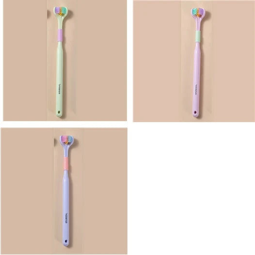 Soft Bristle Tri-Angle Toothbrush with customizable features for deep cleaning and travel convenience