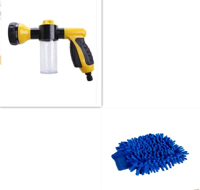 Green high-pressure foam spray gun with adjustable nozzle for car and household cleaning