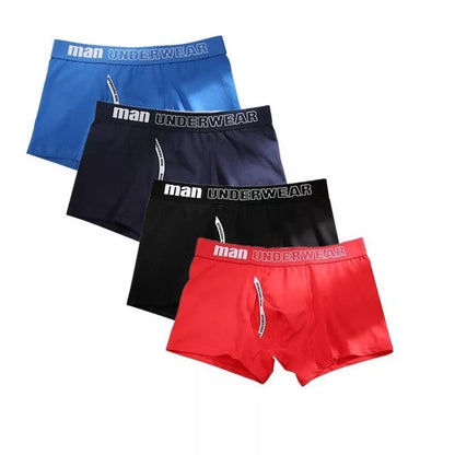 Men's cotton boxer underpants with antibacterial feature in solid colors