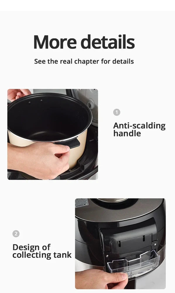 White electric rice cooker with non-stick inner pot, 1.8-litre capacity, EU plug
