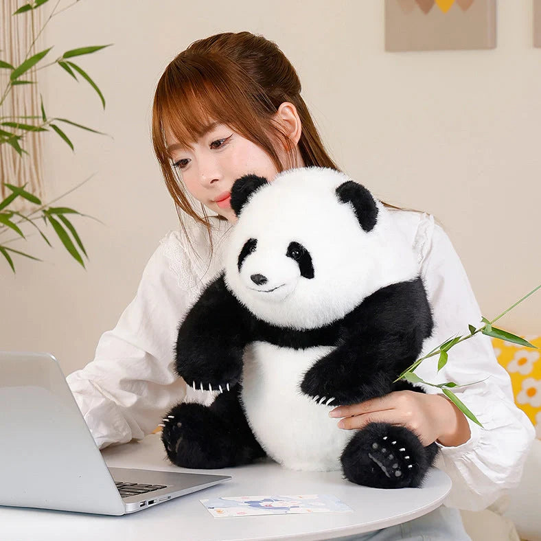 Panda doll plush toy with 35cm sitting height in black-white colour combination