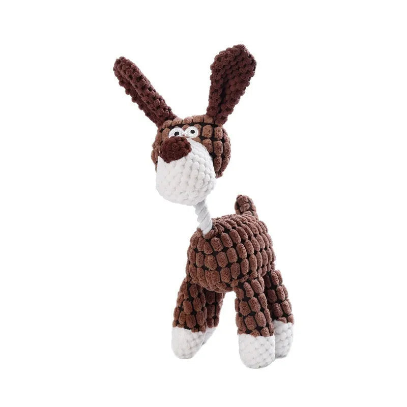 Bite-resistant plush puppy toy in various styles like rechargeable duck and plush donkey for teething relief