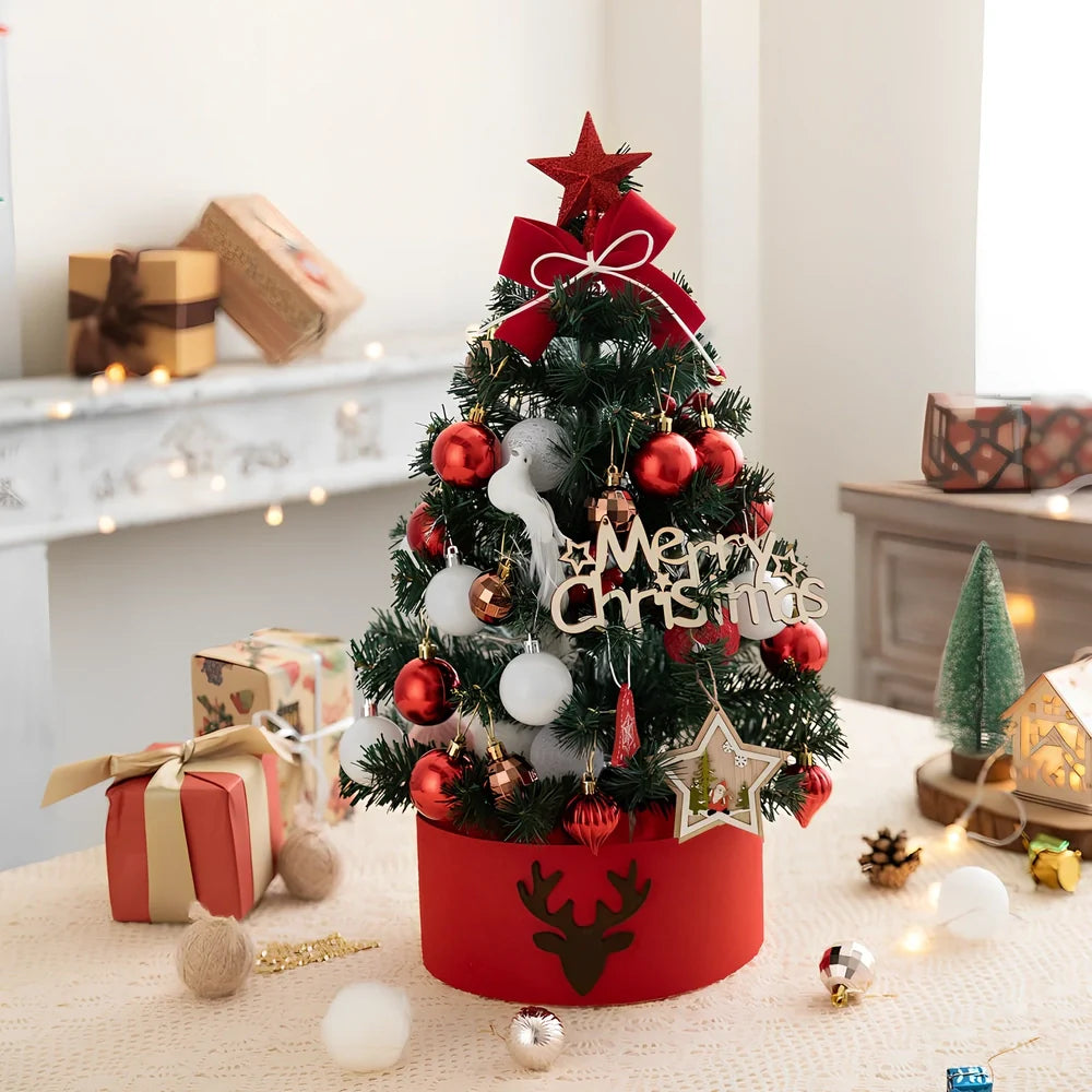 Red and white desktop Christmas tree decoration in 45cm and 60cm sizes for office and home use
