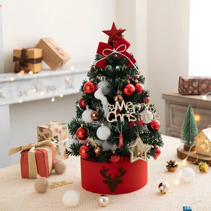 Red and white desktop Christmas tree decoration in 45cm and 60cm sizes for office and home use