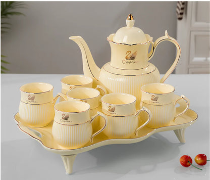 Nordic style ceramic tea set with glacier pattern, 500ml capacity, measuring 15cm height