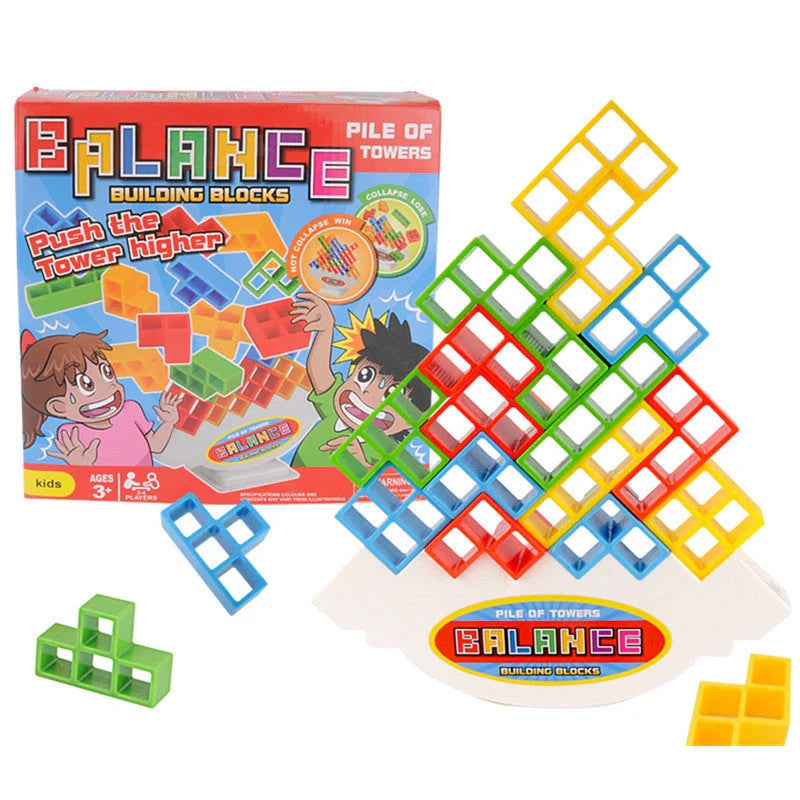 Colorful plastic stacking blocks for kids and adults, perfect for learning and family games