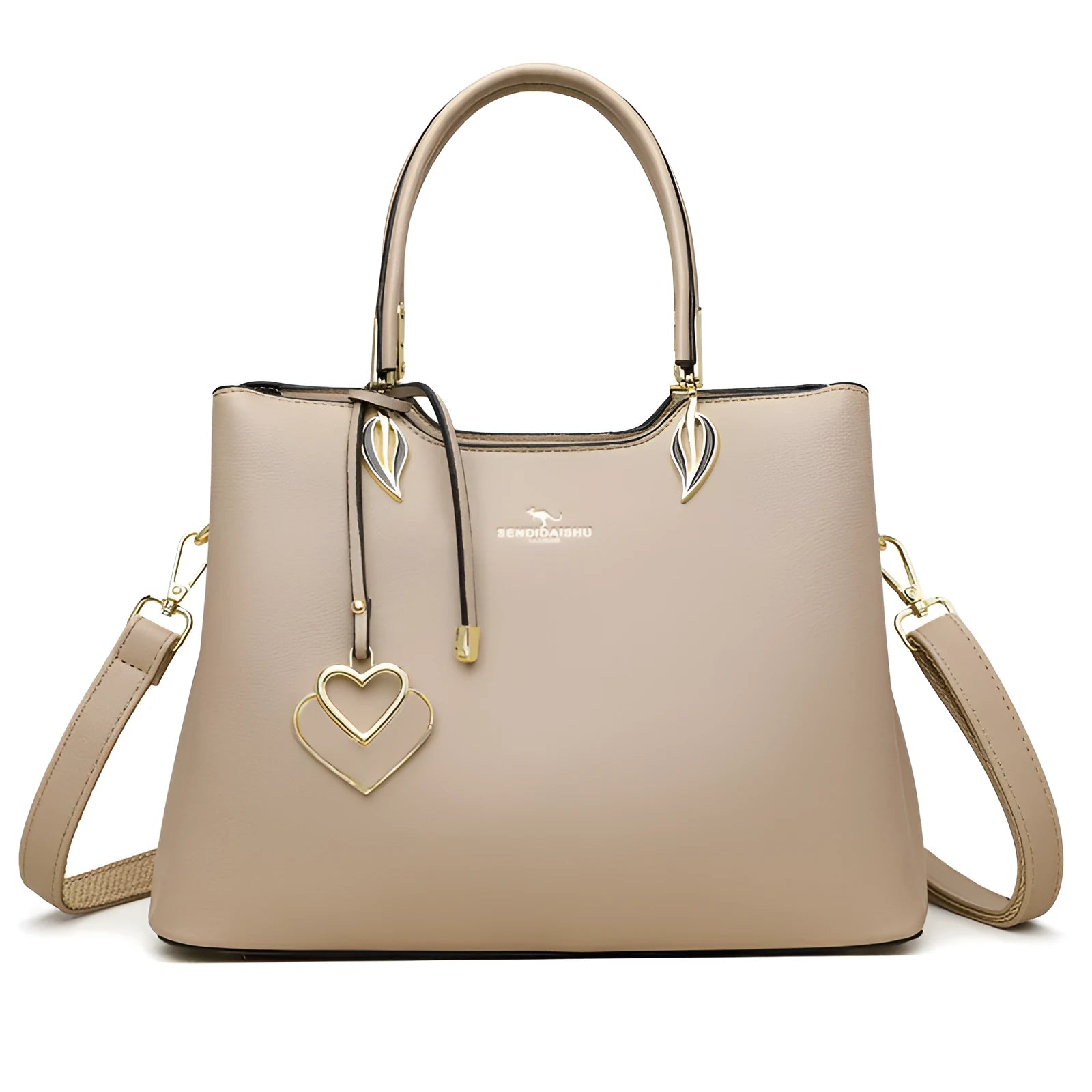 Women's black PU leather messenger bag with multi-layer shoulder strap and sewing thread detailing.