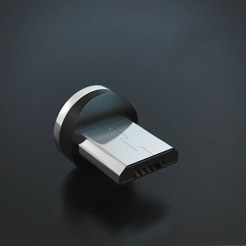 Magnetic data cable with breathing light indicator in multiple colours, showing Apple, Android and USB-C magnetic head options