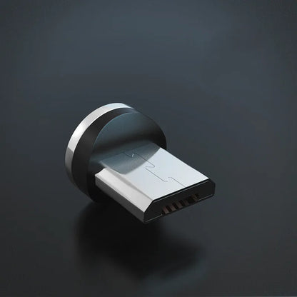 Magnetic data cable with breathing light indicator in multiple colours, showing Apple, Android and USB-C magnetic head options
