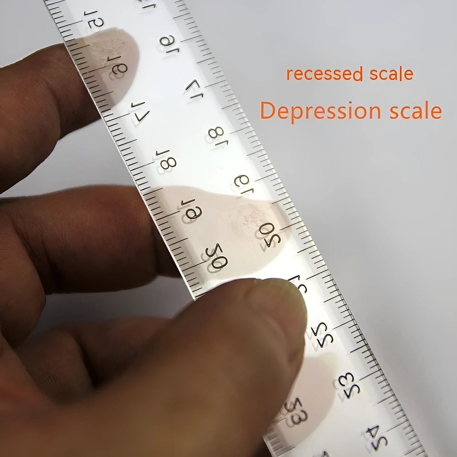 30cm plastic T-square ruler for student design projects in transparent or orange yellow with centimetre markings