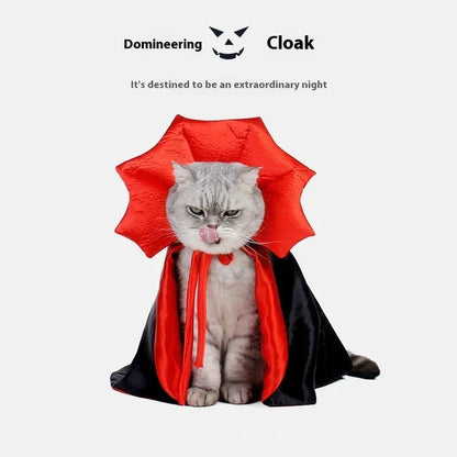 Black and red Halloween costume clothing for cats and dogs on a pet mannequin