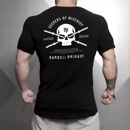 Elastic Moisture-Wicking Short Sleeve T-Shirt in Black Gold