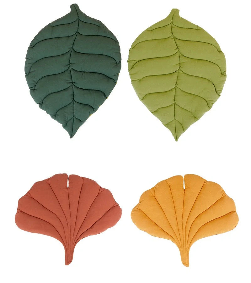 Leaf Shape Soft Dog Bed Mat in yellow and green, perfect for pets