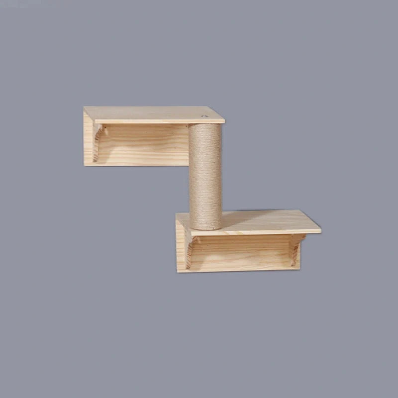 Solid wood wall-mounted cat jumping platform for pet climbing and lounging