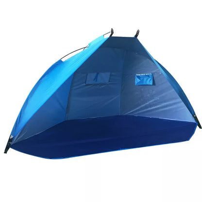 Easy Camping Tent with Outdoor Sun Shade in green, blue, and camouflage colors