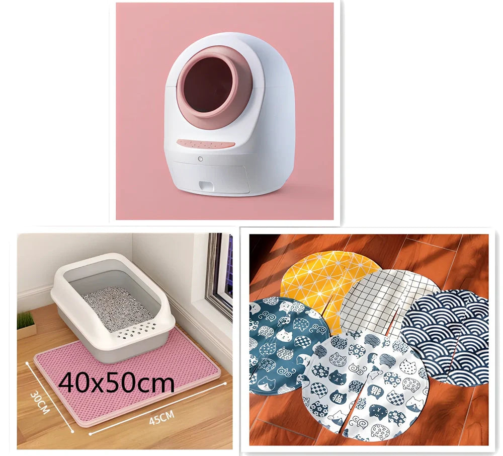 Electric smart cat litter box with WiFi connectivity in blue colour with enclosed design