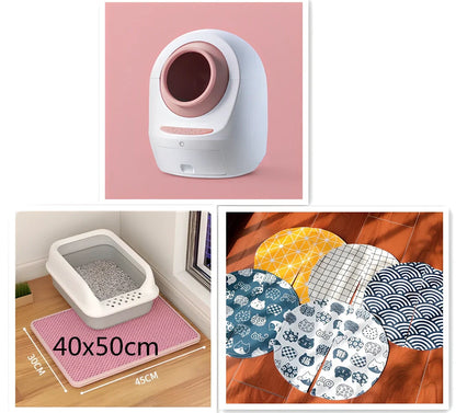 Electric smart cat litter box with WiFi connectivity in blue colour with enclosed design