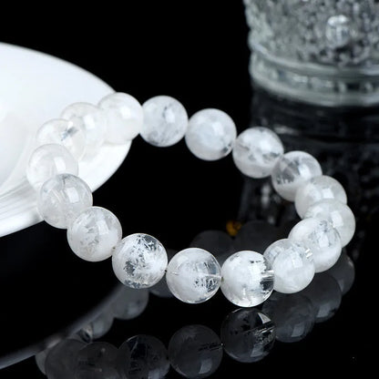 Natural blizzard snowflake round beads women's crystal bracelet with geometry shape and grinding treatment