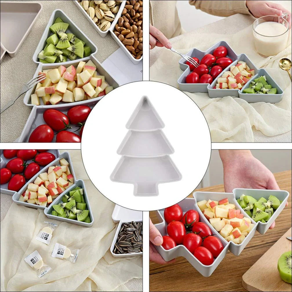 Christmas Tree Shaped Fruit Platter for festive snack and dessert serving