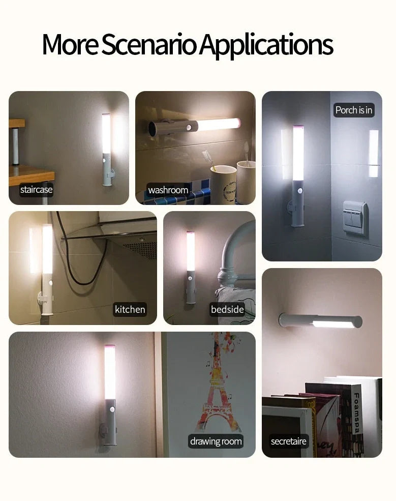 Smart car lamp with human body induction showing compact design and button controls for two-colour lighting