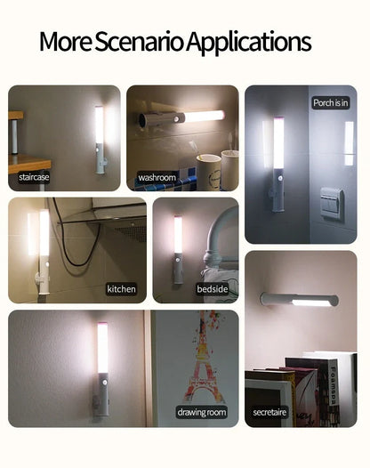 Smart car lamp with human body induction showing compact design and button controls for two-colour lighting