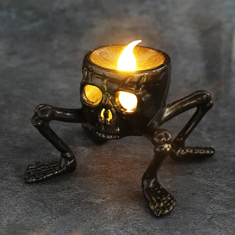 Spooky skull-shaped lantern with LED light, perfect for Halloween decoration
